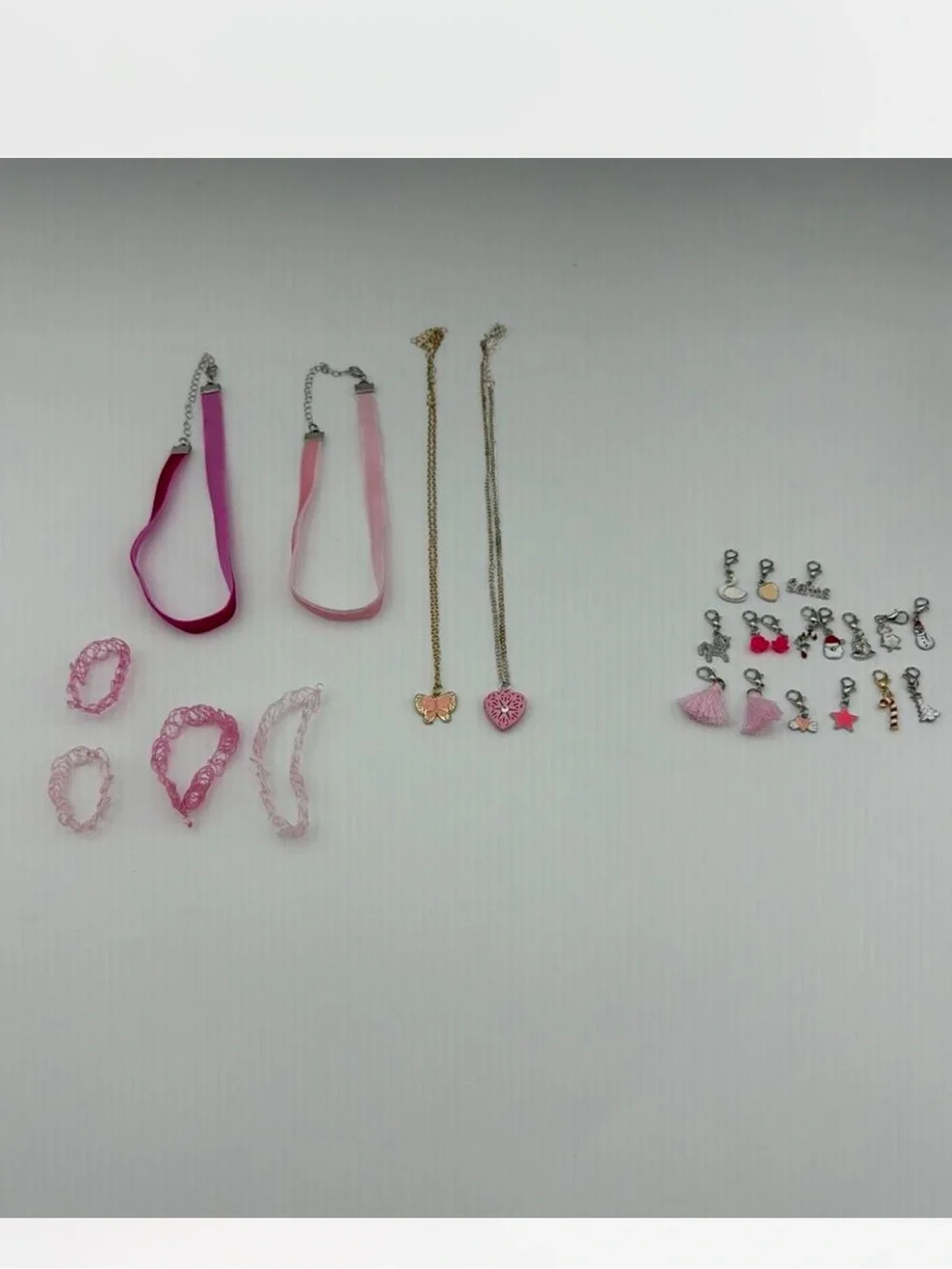 Pink Kids Necklace and Bracelet Charm Set
